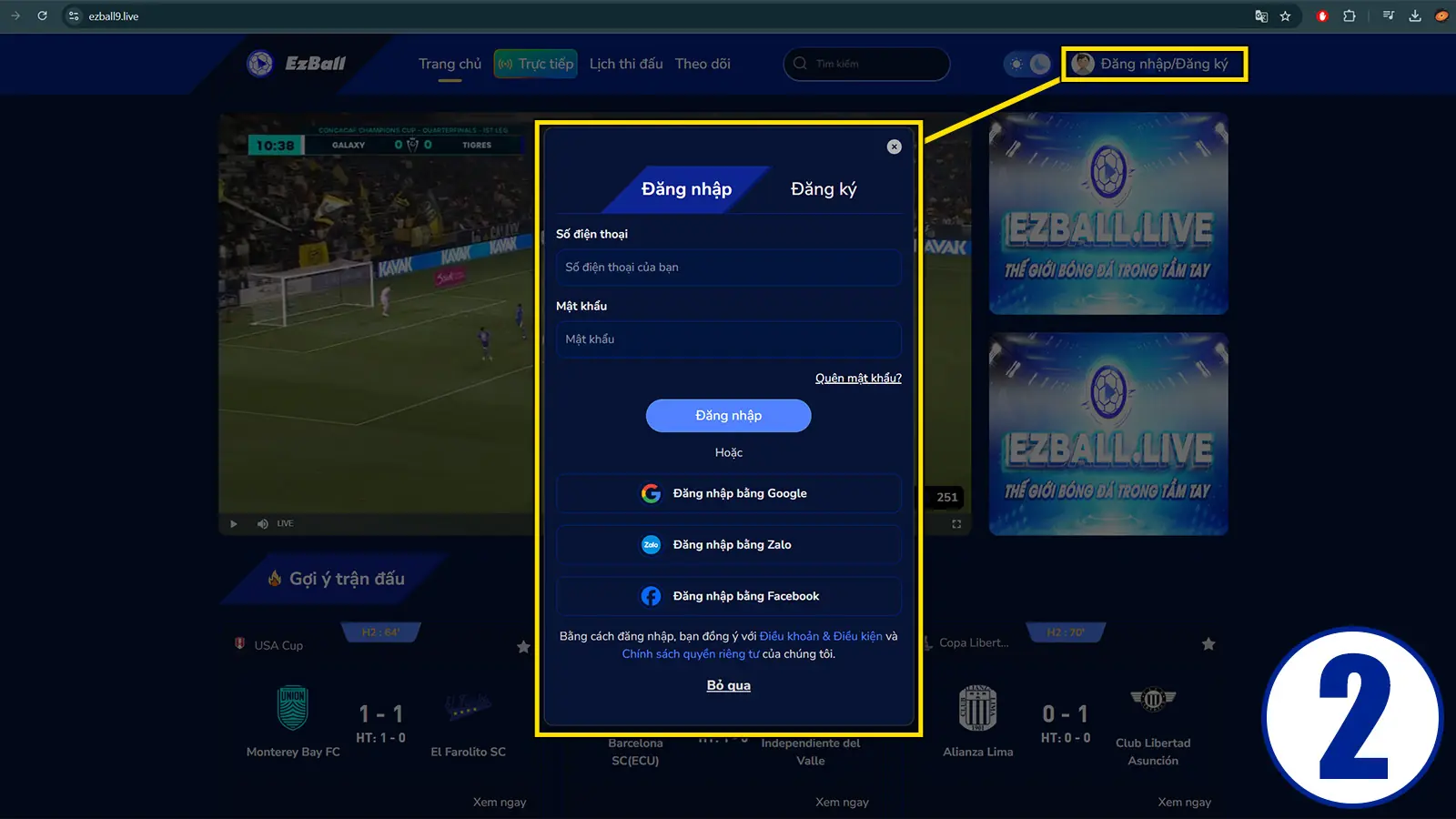 Xem Trực Tiếp World Cup 2026: Hướng Dẫn Chi Tiết Cho Người Hâm Mộ 7 Bước 2: Chọn Đăng ký/Đăng nhập tài khoản