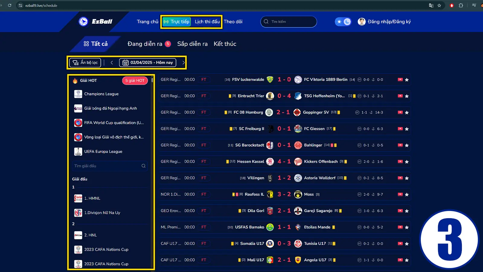 Xem Trực Tiếp World Cup 2026: Hướng Dẫn Chi Tiết Cho Người Hâm Mộ 8 Bước 3: Tìm kiếm trận đấu bằng tính năng lọc giải đấu ở mục Trực Tiếp hoặc Lịch Thi Đấu