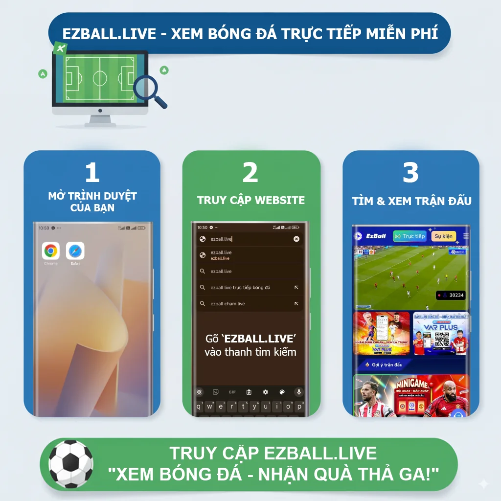 Hướng dẫn xem bóng đá trực tiếp EzBall.live